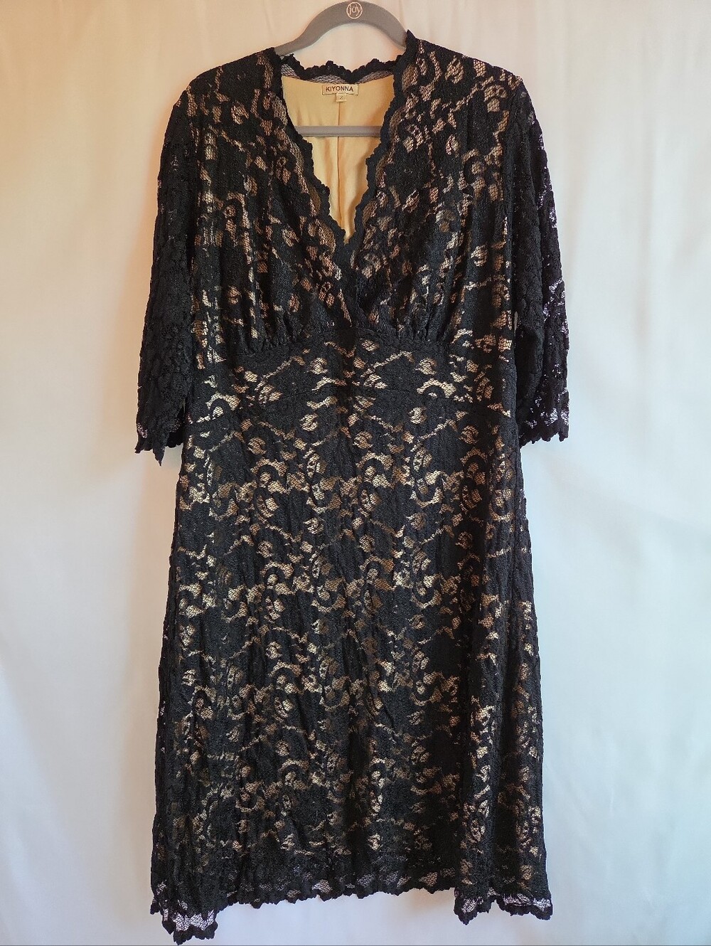 Kiyonna Black Stretch Lace A-Line Dress | Size 2x | Beige Lining | Worn Once